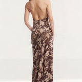 Dress The Population Olivia Mocha Multi Halterneck Maxi Dress