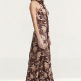Dress The Population Olivia Mocha Multi Halterneck Maxi Dress