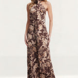Dress The Population Olivia Mocha Multi Halterneck Maxi Dress