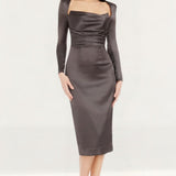 Dress The Population Pamela Mocha Midi Dress