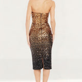 Dress The Population Perla Sequin V-Neck Gold-Black Midi Dress