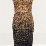 Dress The Population Perla Sequin V-Neck Gold-Black Midi Dress