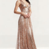 Dress The Population Reign Gold Maxi Dress