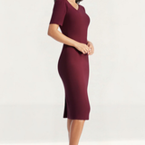 Dress The Population Ruth Burgundy Midi Dress
