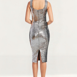 Dress The Population Sloane Silver Midi Dress