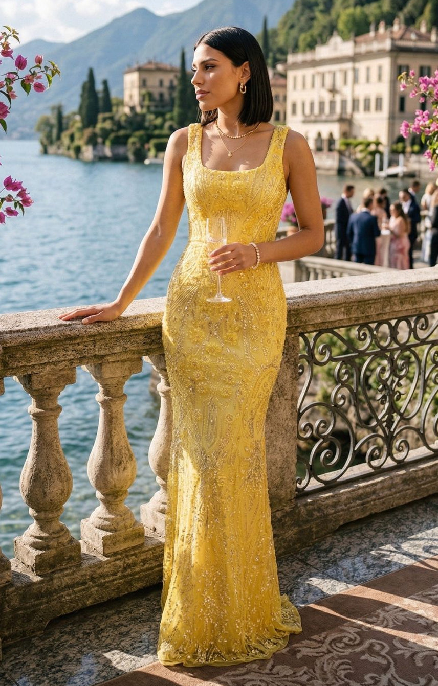 Rent Dress The Population Tyra Canary Yellow Maxi Dress