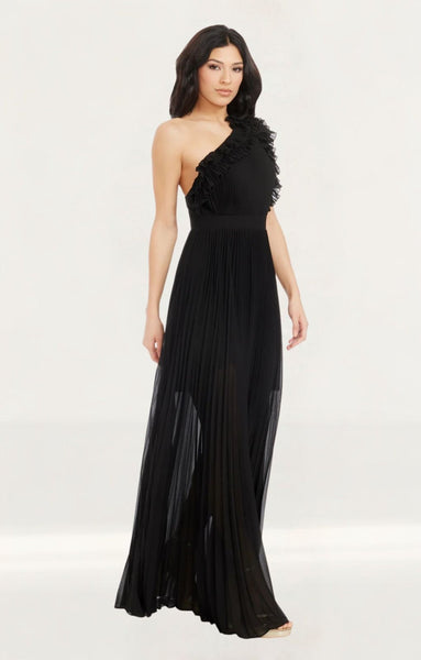 fitted lace wedding dress Dress The Population IDALIA Printed Metallic Maxi Dress