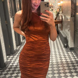 Dress The Population Violetta Maxi Dress in Burnt Orange