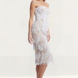 Dress The Population Viviana White-Nude Midi Dress