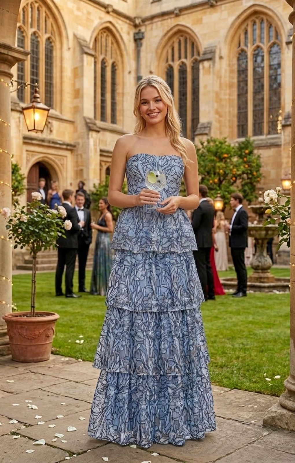 Rent Dress The Population Aubriella Mineral Blue Tiered Maxi Dress | Hirestreet Rent Dress The Population Aubriella Mineral Blue Tiered Maxi Dress | Hirestreet