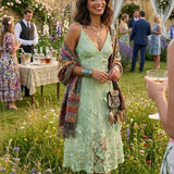 Dress The Population Audrey Floral Effect Sage Midi Dress