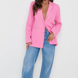 Pretty Lavish Dylan Dad Pink Linen Blazer