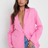 Pretty Lavish Dylan Dad Pink Linen Blazer