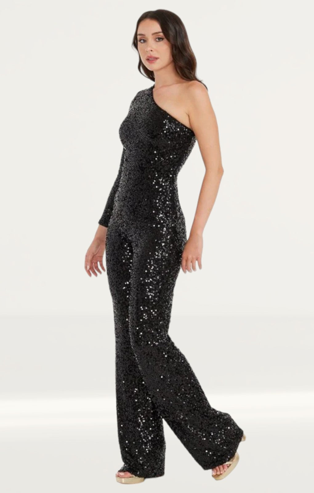 Dress The Population Easton Black Sequin Jumpsuit