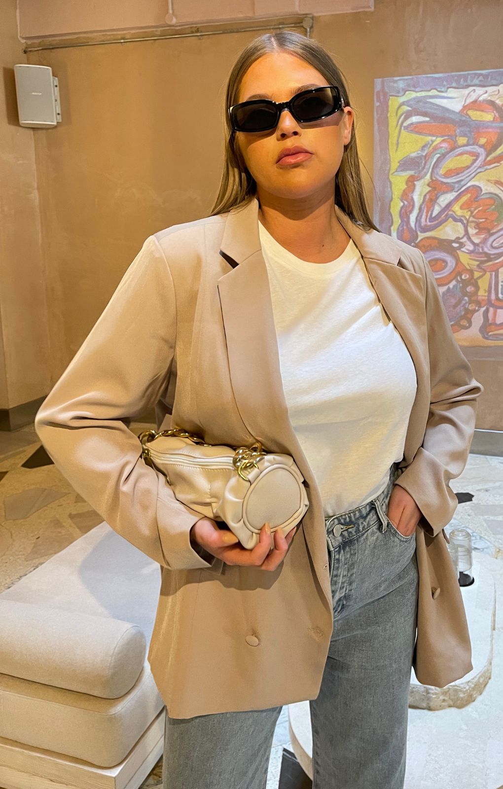 Glamorous Curve Stone Double Breasted Blazer
