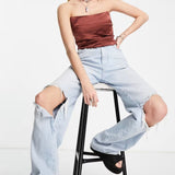 Emory Park Satin Bustier Top In Chocolate