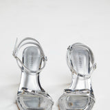 Glamorous Silver Strappy Bow Barely There Heels