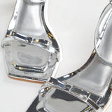 Glamorous Silver Strappy Bow Barely There Heels