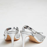 Glamorous Silver Strappy Bow Barely There Heels