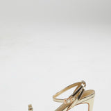 Glamorous Gold Strappy Bow Barely There Heels