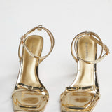 Glamorous Gold Strappy Bow Barely There Heels