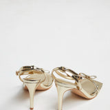 Glamorous Gold Strappy Bow Barely There Heels