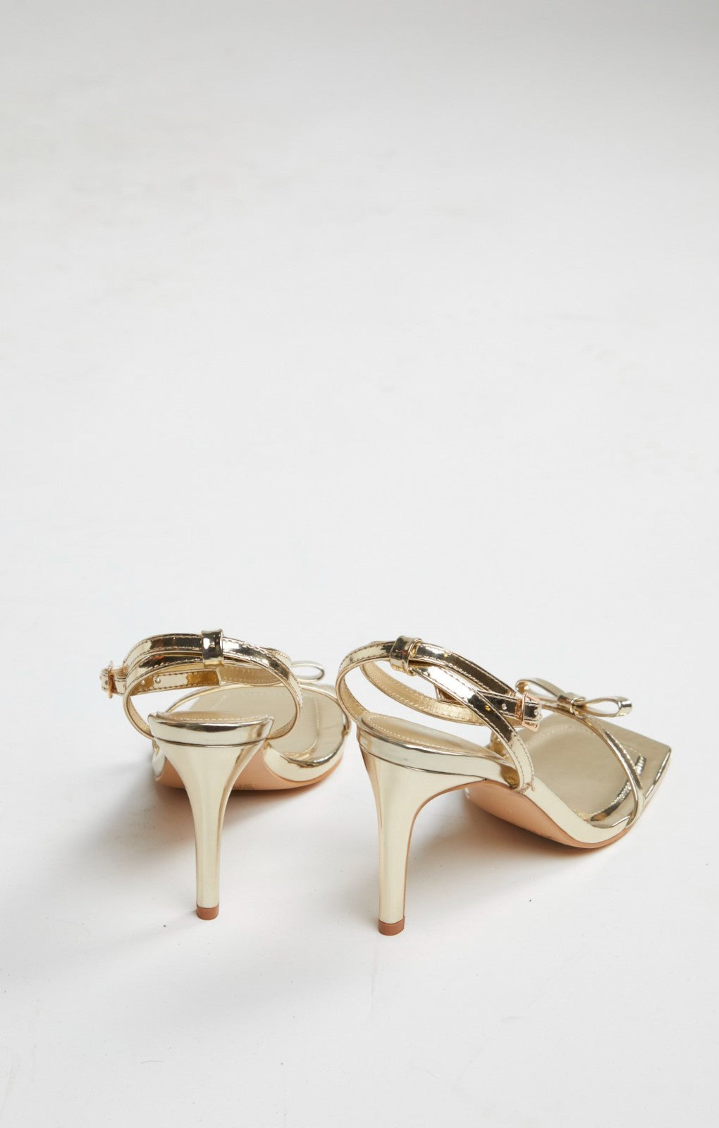 Glamorous Gold Strappy Bow Barely There Heels
