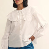 Nobody's Child Fearne Cotton White Peter Pan Collar Broderie Blouse