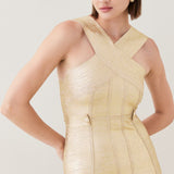 Karen Millen Foiled Bandage Knit Midi Dress