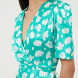 French Connection Aimee Inu Front Slit Dress Peacock Green