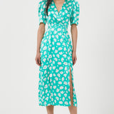 French Connection Aimee Inu Front Slit Dress Peacock Green