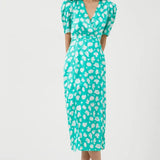 French Connection Aimee Inu Front Slit Dress Peacock Green