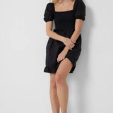 French Connection Armina Organic Black Poplin Mini Dress