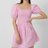 French Connection Artina Gingham Smocked Mini Dress – dresses by French Connection, available to rent from Hirestreet