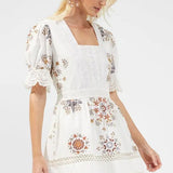 French Connection Biton Embroidered Cotton Mini Dress