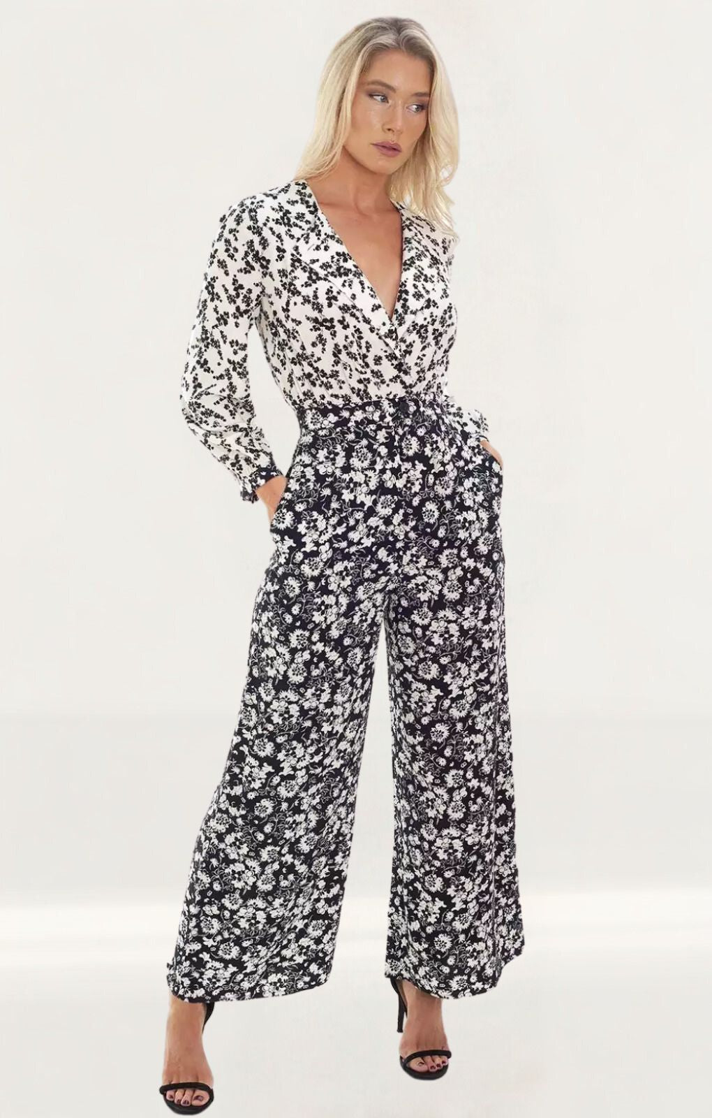 French Connection Delfine Drape Floral Jumpsuit