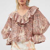 French Connection Demetra Gathered V-Neck Blouse
