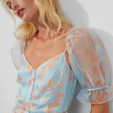 French Connection Diana Drape Puff Sleeve Top