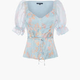 French Connection Diana Drape Puff Sleeve Top