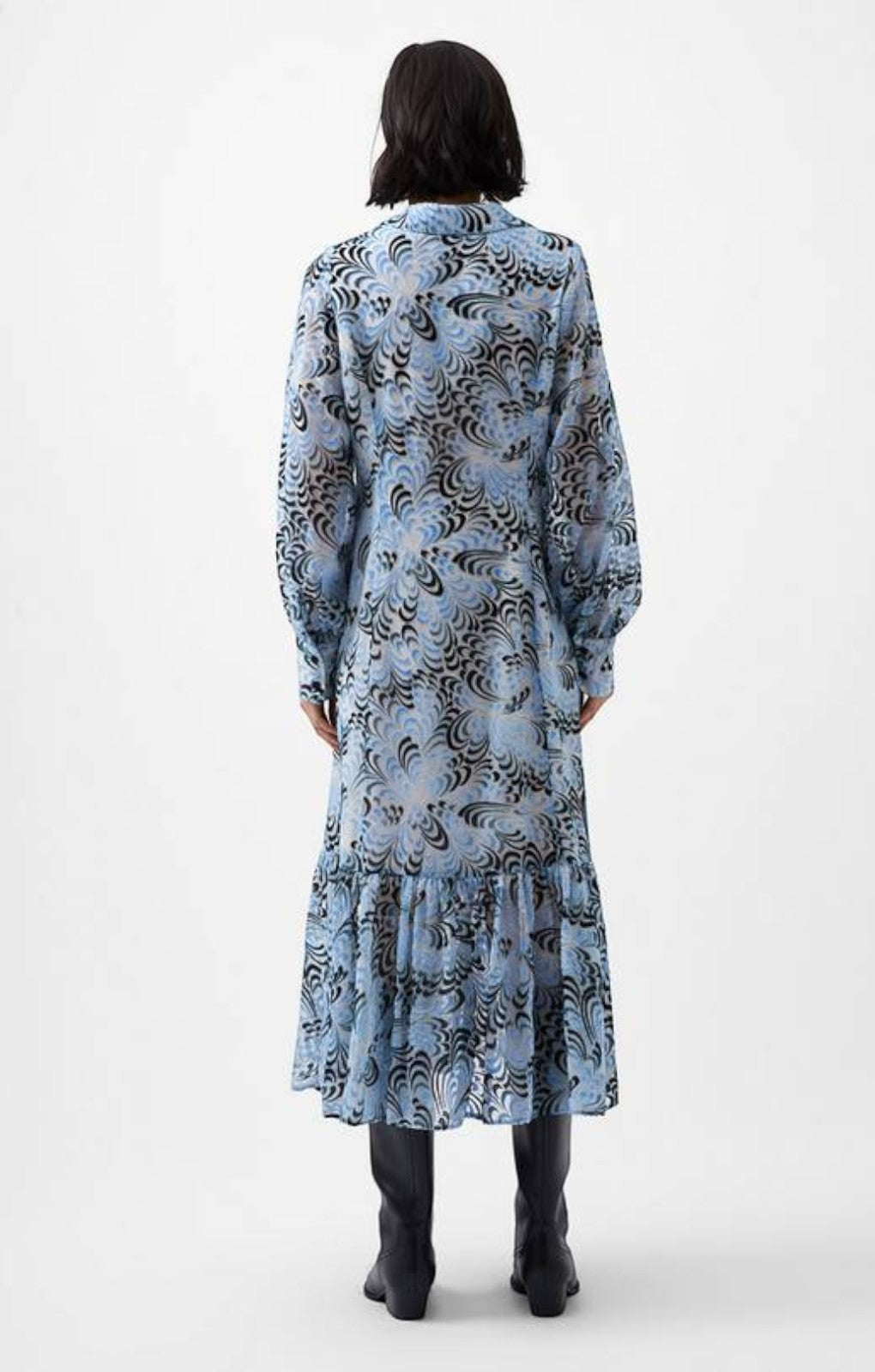 Rent French Connection Diandra Devore Maxi Dress Summer White/Blue | Hirestreet Rent French Connection Diandra Devore Maxi Dress Summer White/Blue | Hirestreet