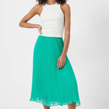French Connection Ella Pleated Green Midi Skirt