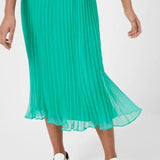 French Connection Ella Pleated Green Midi Skirt
