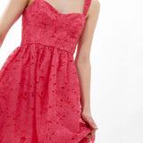French Connection Embroidered Lace Strappy Dress in Azalea