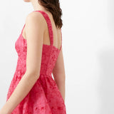 French Connection Embroidered Lace Strappy Dress in Azalea