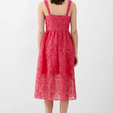 French Connection Embroidered Lace Strappy Dress in Azalea