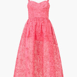 French Connection Embroidered Lace Strappy Dress in Azalea