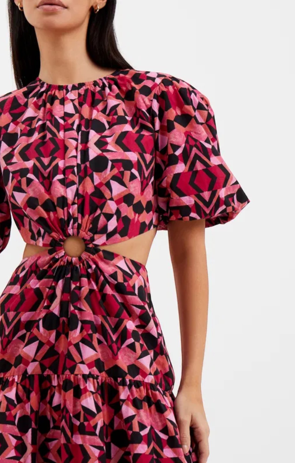 Rent French Connection Felicity Puff Sleeve Cut-Out Dress | Hirestreet Rent French Connection Felicity Puff Sleeve Cut-Out Dress | Hirestreet