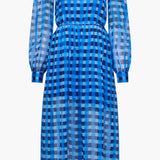 French Connection Edeline Recycled Hallie Crinkle Midi Dress in Marine
