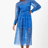 French Connection Edeline Recycled Hallie Crinkle Midi Dress in Marine