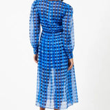 French Connection Edeline Recycled Hallie Crinkle Midi Dress in Marine